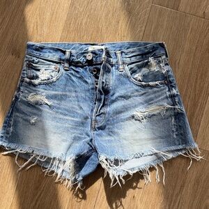 Moussy Distressed Blue Jean Shorts